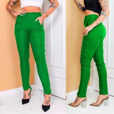 Imagem de Calça Feminina Social Com Bolsos E Com Cinto Tendência Frio  - BUCCI B