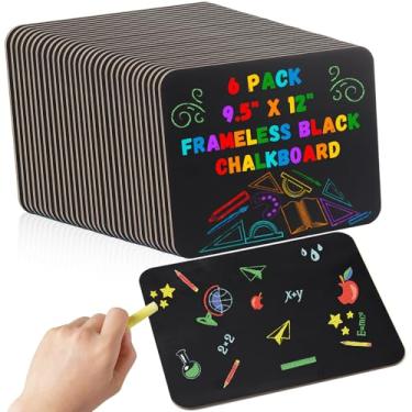Imagem de Humyoun 6 peças quadro de giz 24,1 cm x 30,5 cm quadro-negro sem moldura para crianças, mini quadro de giz de madeira, pequeno quadro-negro, material escolar para crianças, sala de aula, escritório em