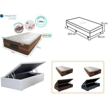 Imagem de Conjunto Cama Box Baú Solteiro King Americano + Colchão  Le Confort 96