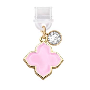 Imagem de ELISE & FONDA TP664 Porta de carregamento tipo C plugue antipoeira Little Clover pingente de celular para iPhone 15/16/Samsung/OnePlus/Xiaomi/oppo telefones Android (rosa)