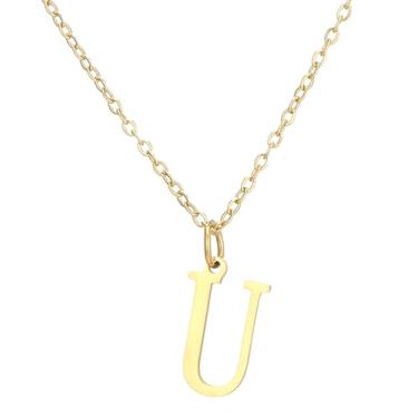 Imagem de SHE LIAN Colar com pingente personalizado com letra inicial delicada e delicada para presentes femininos, Small, Aço inoxidável, Sem Pedra Preciosa