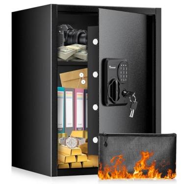 Imagem de Bonsaii Cofre grande com bolsa à prova de fogo, 7 metros cúbicos para segurança doméstica com teclado eletrônico e prateleira removível, seguro para documentos para casa, dinheiro, dinheiro, joias, 40