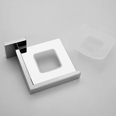 Imagem de Conjunto de banheiro cromado SUS304 - Suporte para escova de dentes polido, porta-papel e toalheiro | Saboneteira de aço inoxidável com 4 peças