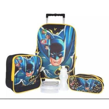 Imagem de Kit Escolar Mochila do Batman De Carrinho Com Estojo e Lancheira Térmi