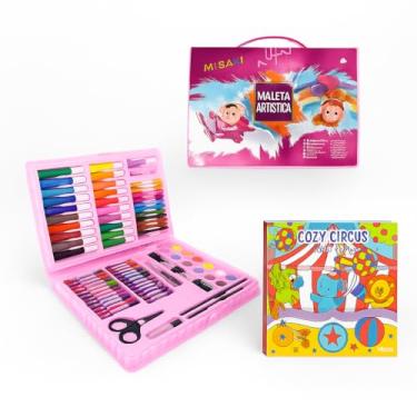 Imagem de Kit Maleta Estojo de Pintura Infantil Rosa com 86 Peças para Meninas completo para Desenho e Pintura Ideal para Escola + Livro para Colorir