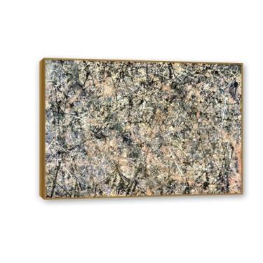 Imagem de Zeichn8u Giclee Impressão em tela arte de parede Jackson Pollok número 1 1950 pinturas abstratas para sala de estar decoração de casa 42 x 30 cm (17 x 12 pol) moldura de teca