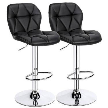 Imagem de Kit Banqueta Alta Giratória Bancada Bistrô Estofada Duoffice Domus, Cr