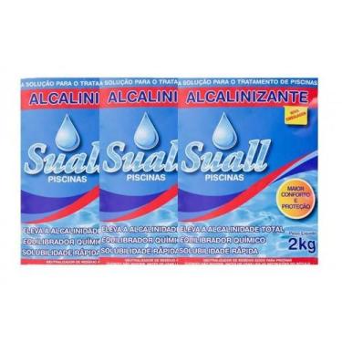 Imagem de Kit 5 Barrilha Leve Elevador Ph Para Piscina 2 Kg Suall