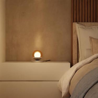 Imagem de Kit 2 Abajur Luminaria De Mesa Dormitorio Quarto Decoraçao Globo Vidro 10 cm Lampada Inclusa (Escovado Globo Ambar)