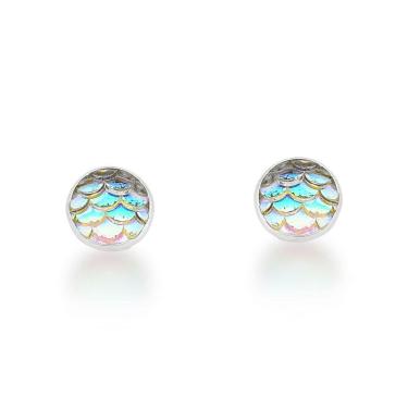 Imagem de Brinco Redondo Embutido Sereia Furtacor Prata 925 - 8mm