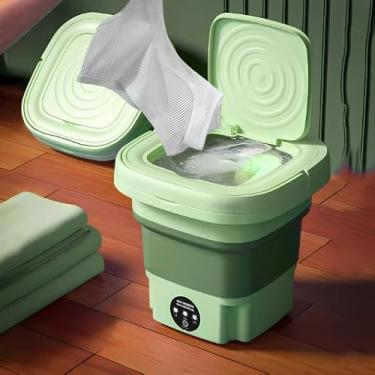 Imagem de Mini Máquina de Lavar Roupas Dobrável Portátil 6,5 Litros Verde Eficiente em Energia e Limpeza