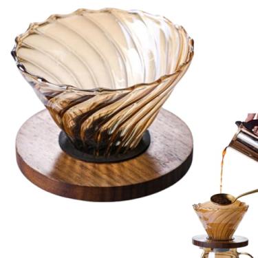 Imagem de Coador de Café em Vidro Âmbar com Base de Madeira Design Premium