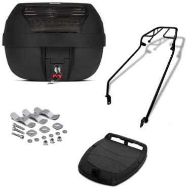 Imagem de Baú Bauleto Preto 28 Litros Com Refletor Pro Tork + Bagageiro Moto, FU