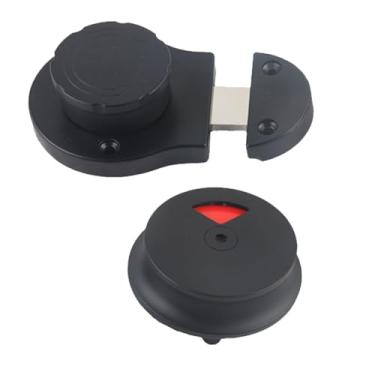 Imagem de Fechadura de banheiro ocupada vazia preta, trava indicadora de aço inoxidável para parafuso de porta de banheiro - Trava de vaso sanitário público com o indicador vago (verde/acionado (vermelho)