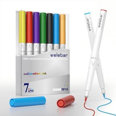 Imagem de Welebar Canetas infusíveis de ponta 1.0 compatíveis com Cricut Maker 3/Maker 4/Maker/Explore 3/Explore 4/Air 2/Air, pacote com 7 canetas de tinta de sublimação sortidas para canecas, camisetas