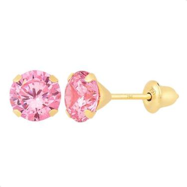 Imagem de Brinco de Ouro 18K 750 com Pedra Zircônia de 5mm Adulto Infantil - GIF