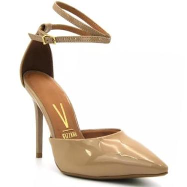 Imagem de Scarpin Vizzano Bico Fino Salto Alto Amarração Feminino - Bege - 34