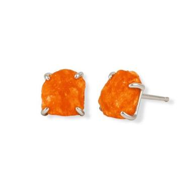 Imagem de Brinco Tarraxa Calcita Laranja - Cristal Natural, Prata 925