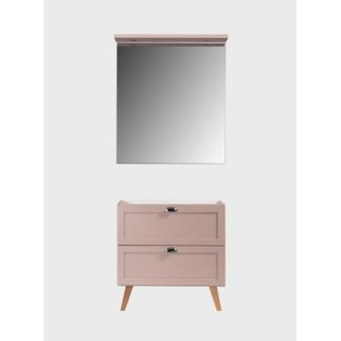 Imagem de Gabinete para Banheiro com Espelheira 80cm Retro Mdf Rosa Milano - On 