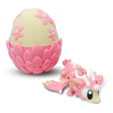 Imagem de Articulated Dragon with Fantasy Egg – 3D Printed Mythical Creature Gift, Posable Jointed Companion, Collectible Detailed Shelf or Desk Decoration - for Adults (Cherry Blossom Dragon + Egg)