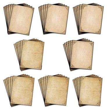 Imagem de Tlenpo Papel de papelaria vintage, 21,6 x 28 cm, 80 folhas, 100 g/m² - Impressão colorida frente e verso, tamanho carta, papel envelhecido, conjunto de papelaria para negócios ou para impressão para