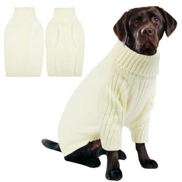 Imagem de IECOii Suéter de cachorro 2GG, suéter de malha térmica para cães grandes com manga, moletom com gola rolê para cães extra grandes, meninos e meninas, roupas de frio para cães grandes e elásticos