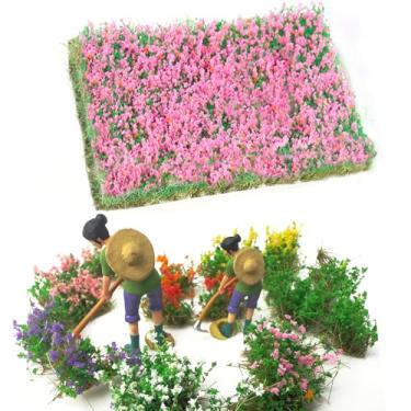 Imagem de Warmtree Aglomerado de flores de tufos de grama rasgados à mão para cenários em miniatura, aplicável à escala N & HO para layouts de trem, suprimentos de diorama e modelos arquitetônicos (vermelho