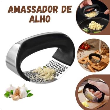Imagem de Espremedor Amassador De Alho Manual Inox Utensílio Cozinha Cor Preto r