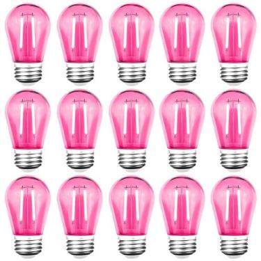 Imagem de Lâmpadas LED String GUILEDUO S14 2W rosa, pacote com 15, 120V