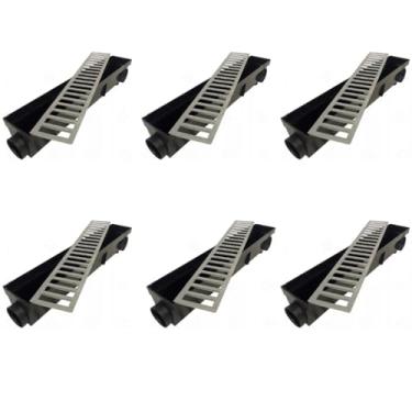 Imagem de ralo linear 6x300cm grelha alumínio + coletor garagem, borda de piscina, área externa (6 peças de 50cm) GRELHAS