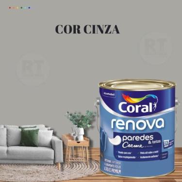 Imagem de Tinta Para Parede Acrílica Coral Renova Cor Cinza 3,2l Lavável Premium