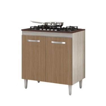 Imagem de Balcão para cooktop 4 e 5 bocas 2 portas Montana HR Móveis, Elmo-Marro