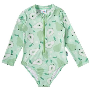 Imagem de Maiô Manga Longa Infantil Proteção UV Pera Verde Claro Tip Top