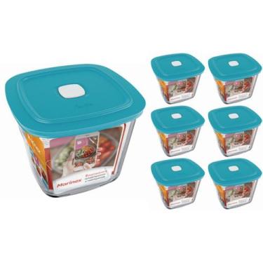 Imagem de Pote De Vidro Marinex Quadrado Alto Facilita C/ Tampa 1L 6Un - NADIR F