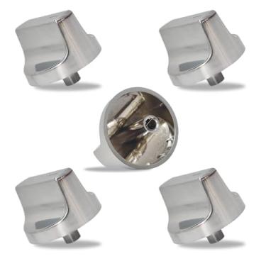 Imagem de HLZDS Puxador de fogão a gás W11366438, 1 pacote de maçanetas prateadas, compatível com Whirlpool WCG55US0HS00 WCG55US6HS00 WCG55US6HS00, KIP5T08 W10850010 puxadores de peças de gama