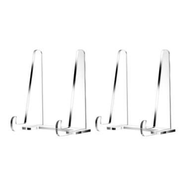 Imagem de WeiLaiKeQi Suporte de prato transparente de acrílico, suporte de cavalete, porta-retratos, de exibição de livros para prato, 2 Peças