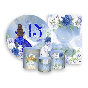 Imagem de Kit 2 Painéis De Festa + Trio De Capas Cilindro - 15 Anos Princesa Azu