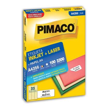 Imagem de Etiqueta inkjet/laser A4356 com 100 folhas Pimaco