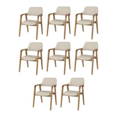 Imagem de Conjunto 8 Cadeiras de Jantar Ruth Estrutura em Madeira Maciça Estilo 