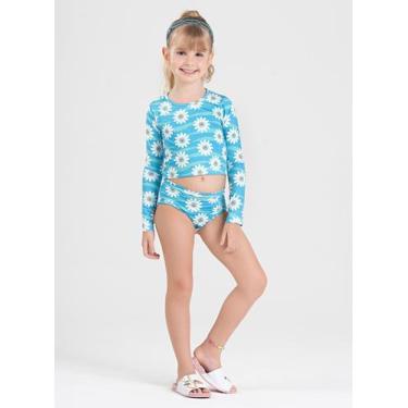 Imagem de Conjunto Biquíni Infantil Menina Hawaii Manga Longa e Calcinha Margari