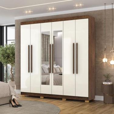 Imagem de Guarda Roupa Casal Doral 6 Portas de Bater 2 com Espelhos 2 Gavetas No