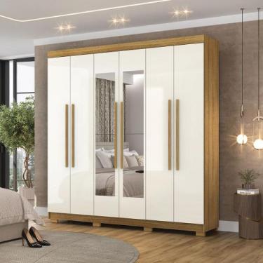Imagem de Guarda Roupa Casal Doral 6 Portas de Bater 2 com Espelhos 2 Gavetas Na