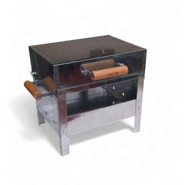 Imagem de Mini Churrasqueira Portátil Inox Bafo Grelha Tampa 33x26