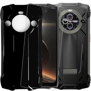 Imagem de TNKISRY Capa para celular Blackview BV8200 [6,5 polegadas], capa macia de TPU protetora preta, posição precisa do orifício, película protetora de tela temperado [1 unidade]