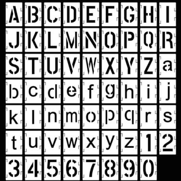 Imagem de Augshy 54 peças de estênceis de alfabeto e número, 5 cm, estênceis reutilizáveis de letras interligadas para pintura em madeira, parede, tecido, rocha, quadro-negro, vidro