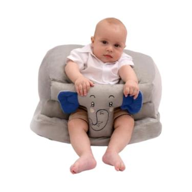 Imagem de Assento de bebê para 3 a 24 meses, cadeira de chão com suporte para as costas infantil, sofá de pelúcia com desenho animado(Elefante Cinza Azul)