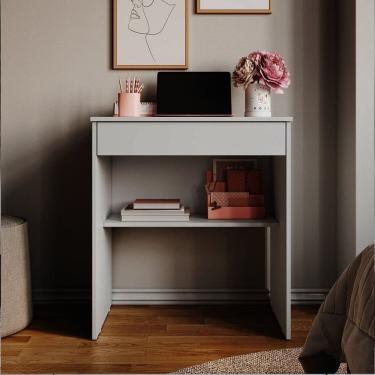 Imagem de Escrivaninha Prática com Gaveta Mesa de Computador Escritório Branco