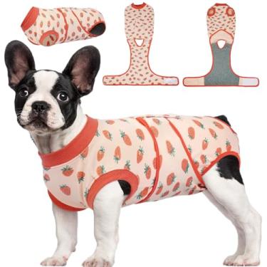 Imagem de Kuoser Terno de recuperação de cães fêmeas machos, body pós-cirurgia para castramento castrado, macacão para cães após a cirurgia, roupa de recuperação cirúrgica para animais de estimação