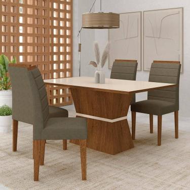 Imagem de Mesa 1,36 Biella Com 4 Cadeiras Estofadas Freijó/off/sd Capucci - M.a