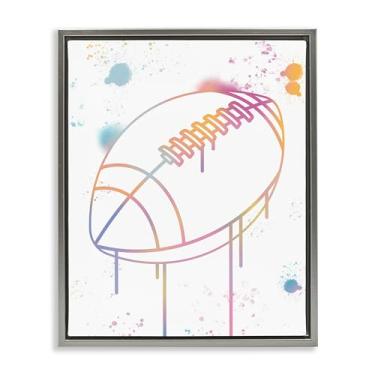 Imagem de Stupell Industries Arte de parede em tela flutuante emoldurada cinza grafite futebol gotejamento, design por Marcus Prime, 78 x 63 cm